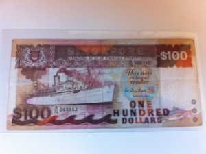 Singapore Ship $100 front