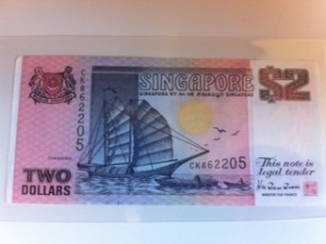 Singapore Ship $2 purple front